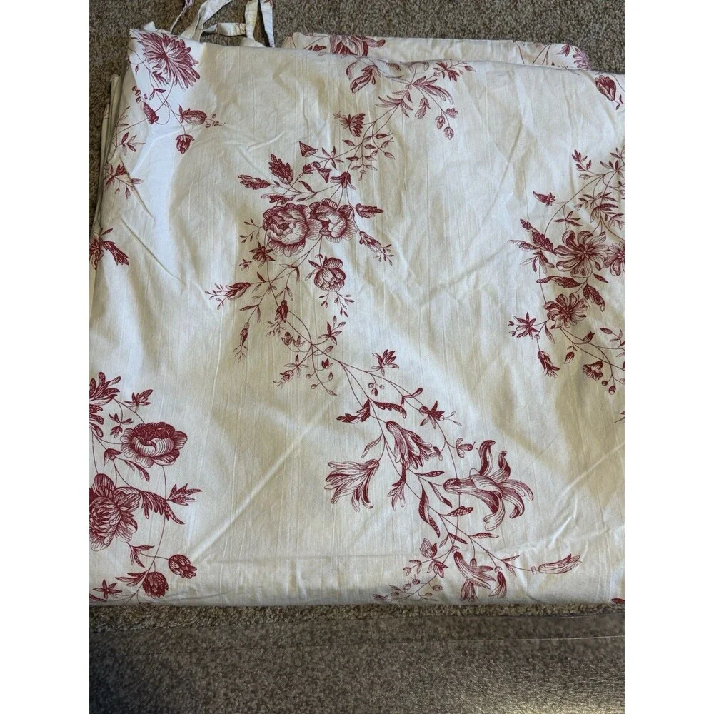 IKEA Maroon Floral Duvet Cover 81x78 With Tie Closures 100% Cotton
